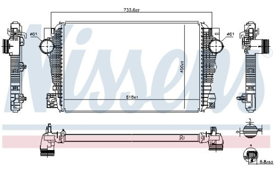 Intercooler, charge air cooler 96258 Nissens