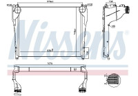 Intercooler, charge air cooler 97081 Nissens
