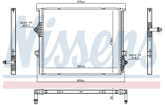 Low temperature cooler, intercooler 606397 Nissens