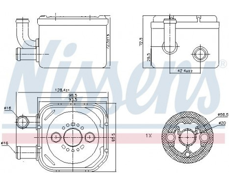 Oil Cooler, engine oil 90654 Nissens, Image 2
