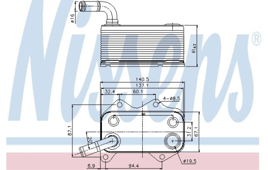 Oil Cooler, engine oil 90660 Nissens