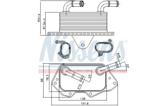 Oil Cooler, engine oil 90662 Nissens, Image 2