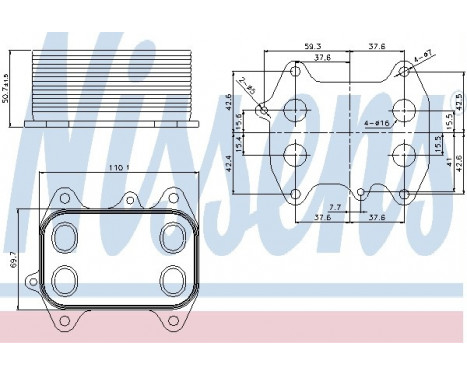 Oil Cooler, engine oil 90681 Nissens