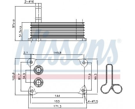 Oil cooler, engine oil 90698 Nissens