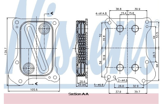 Oil Cooler, engine oil 90700 Nissens