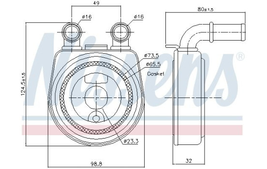 Oil Cooler, engine oil 90701 Nissens, Image 2