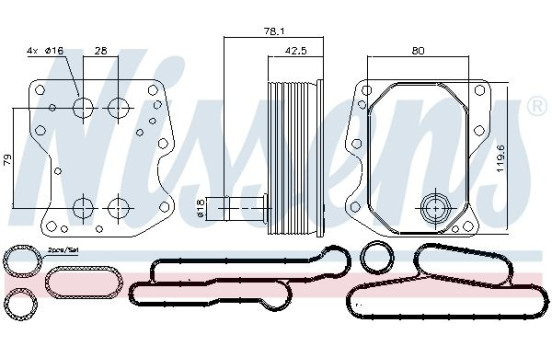 Oil Cooler, engine oil 90723 Nissens