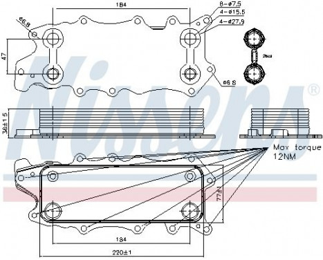 Oil Cooler, engine oil 90784 Nissens