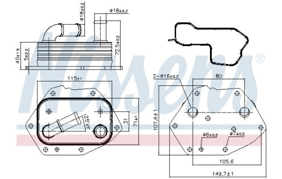 Oil Cooler, engine oil 90808 Nissens