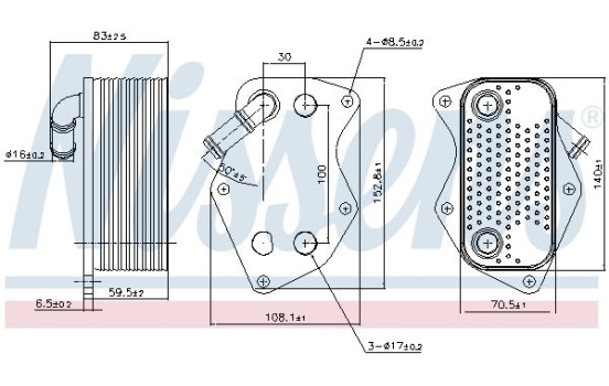 Oil Cooler, engine oil 90809 Nissens