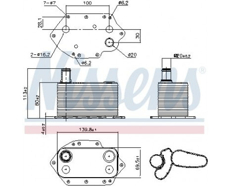 Oil Cooler, engine oil 90905 Nissens