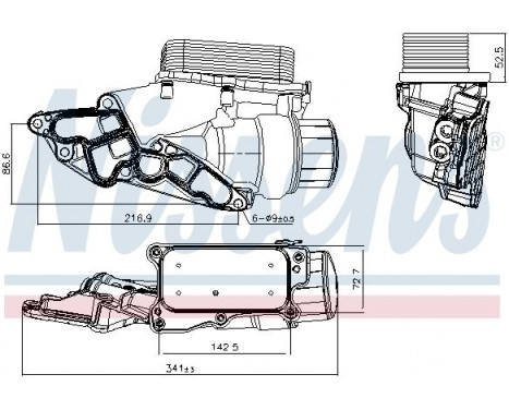 Oil Cooler, engine oil 90933 Nissens
