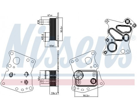 Oil Cooler, engine oil 90943 Nissens