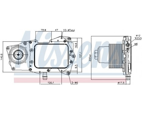 Oil Cooler, engine oil 90945 Nissens