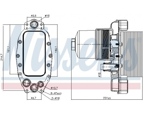Oil Cooler, engine oil 90948 Nissens