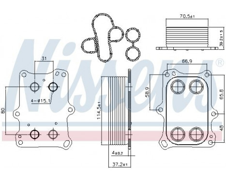Oil Cooler, engine oil 90969 Nissens