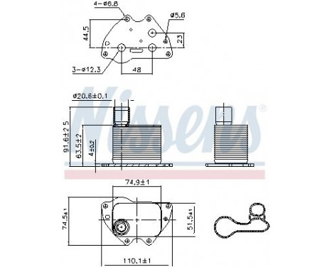 Oil Cooler, engine oil 90981 Nissens