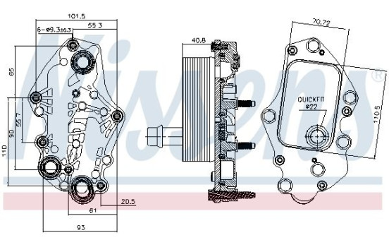 Oil Cooler, engine oil 90982 Nissens