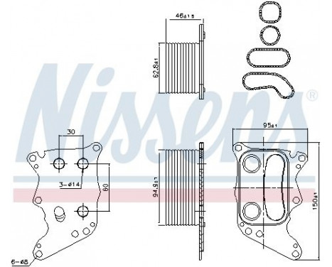 Oil Cooler, engine oil 90991 Nissens