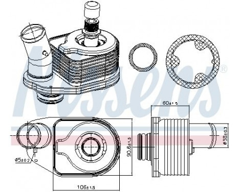 Oil Cooler, engine oil 91101 Nissens