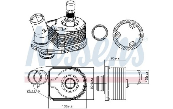 Oil Cooler, engine oil 91101 Nissens