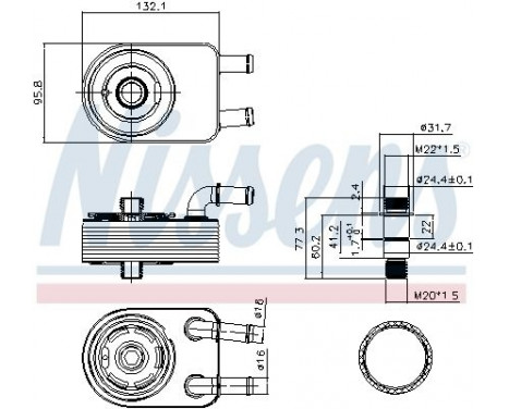 Oil Cooler, engine oil 91111 Nissens