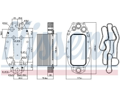 Oil Cooler, engine oil 91118 Nissens