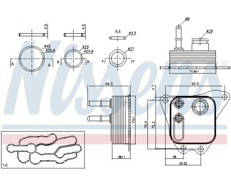 Oil Cooler, engine oil 91122 Nissens