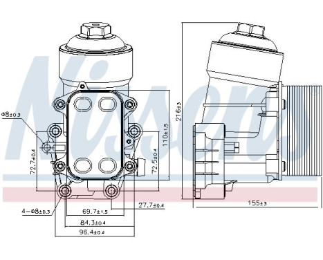 Oil Cooler, engine oil 91158 Nissens, Image 5