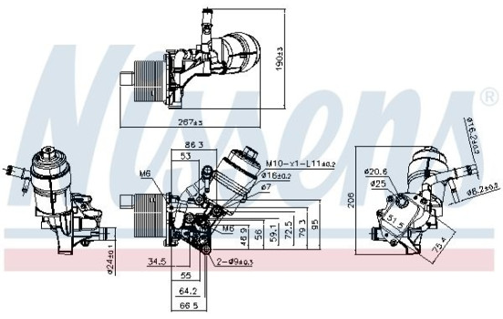 Oil Cooler, engine oil 91161 Nissens