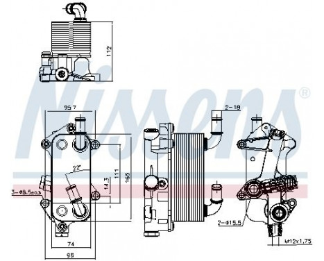 Oil Cooler, engine oil 91182 Nissens