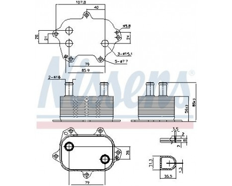 Oil Cooler, engine oil 91205 Nissens