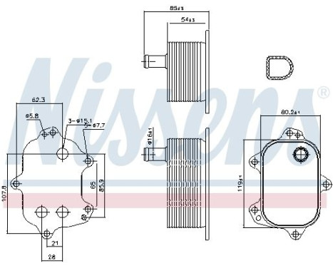 Oil Cooler, engine oil 91206 Nissens, Image 6