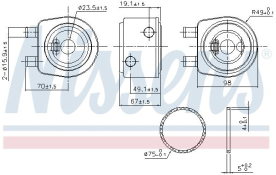 Oil Cooler, engine oil 91248 Nissens
