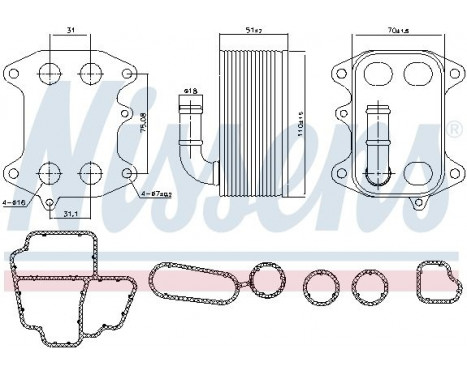 Oil Cooler, engine oil 91272 Nissens, Image 6