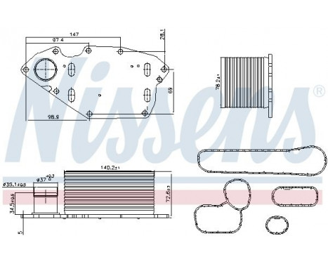 Oil Cooler, engine oil 91303 Nissens, Image 7
