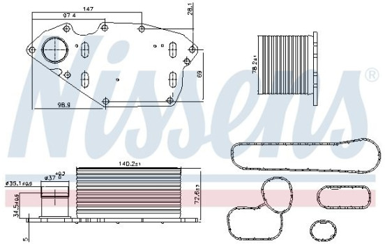 Oil Cooler, engine oil 91303 Nissens, Image 7
