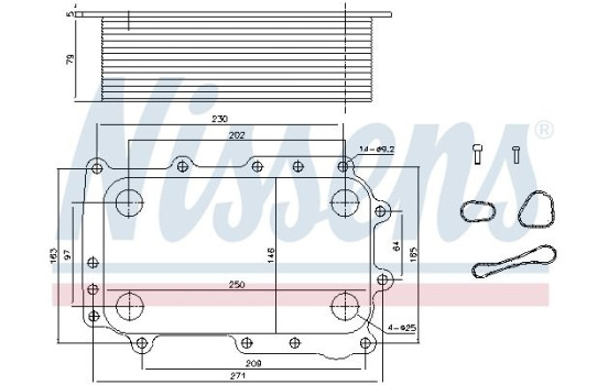 Oil cooler, engine oil 91305 Nissens