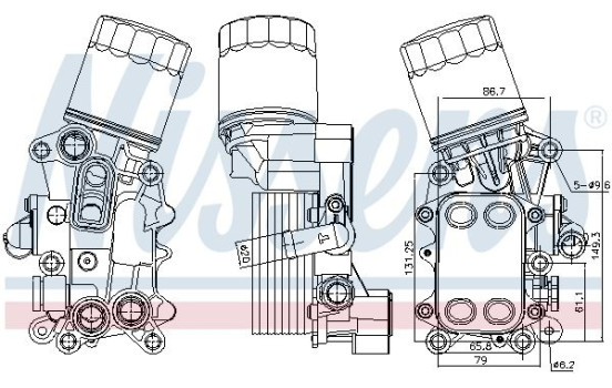 Oil cooler, engine oil 91311 Nissens