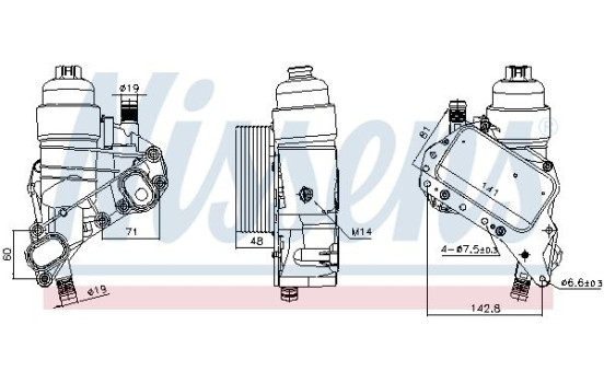 Oil cooler, engine oil 91319 Nissens