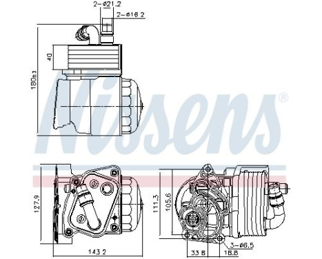 Oil Cooler, engine oil 91323 Nissens