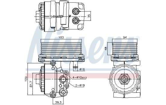 Oil cooler, engine oil 91327 Nissens