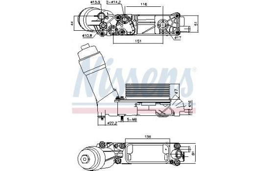 Oil cooler, engine oil 91335 Nissens