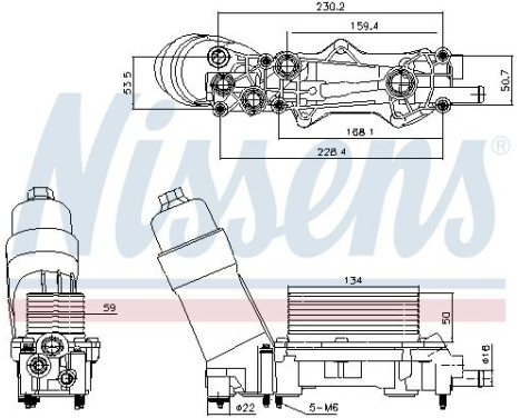 Oil cooler, engine oil 91336 Nissens
