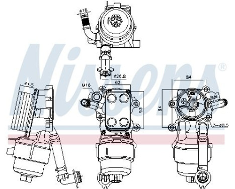 Oil cooler, engine oil 91340 Nissens