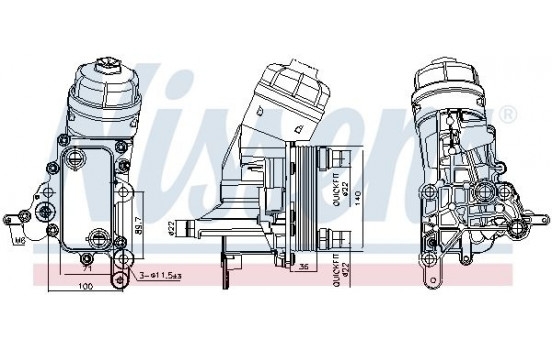 Oil Cooler, engine oil 91343 Nissens