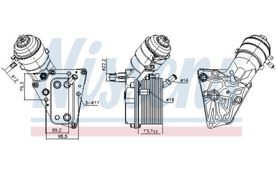 Oil cooler, engine oil 91347 Nissens