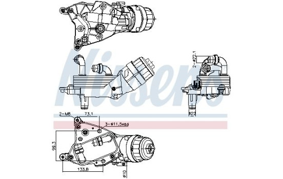 Oil cooler, engine oil 91349 Nissens