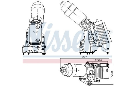 Oil cooler, engine oil 91395 Nissens