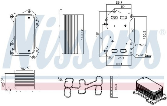 Oil cooler, engine oil 91446 Nissens, Image 6